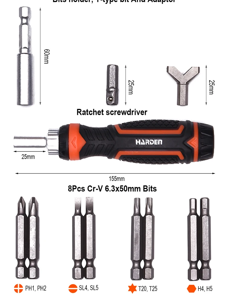 Harden Hot Seling 105Pcs Ratchet Screwdriver & Bits Set