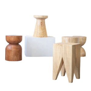 Tabouret moderne simple en bois massif naturel Mobilier de table d'appoint en noyer pour intérieur et extérieur pour hôtel chambre à coucher villa salon - Product Image 4