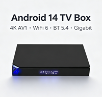 Boîtier TV Android 14 4K Quad Core en gros Amlogic S905X5M WiFi 6 pour 5.4 2GB/4GB RAM 16GB/32GB ROM Gigabit Ethernet OEM/ODM