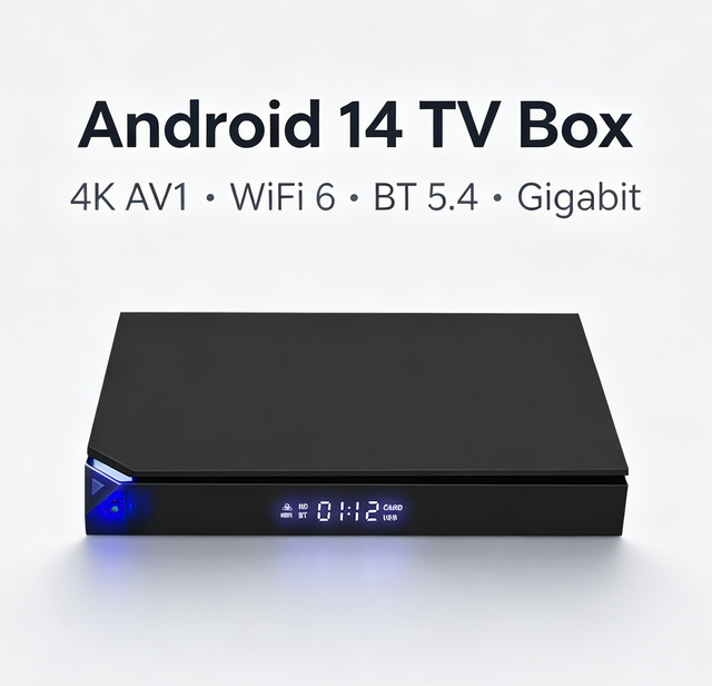 Wholesale Android 14 4K Quad Core TV Box Amlogic S905X5M WiFi 6 for 5.4 2GB/4GB RAM 16GB/32GB ROM Gigabit Ethernet OEM/ODM