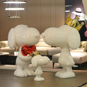 Sculpture de jardin extérieure personnalisée statue d'animal <span class=keywords><strong>Snoopy</strong></span> en fibre de verre grandeur nature - Product Image 1