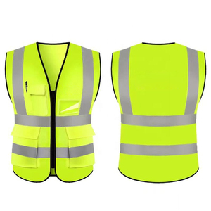 Chaleco Reflectante Personalizado para Motocicleta, <span class=keywords><strong>Ropa</strong></span> <span class=keywords><strong>de</strong></span> <span class=keywords><strong>Seguridad</strong></span> Reflectante <span class=keywords><strong>de</strong></span> Poliéster con Cremallera y Bolsillos - Product Image 6