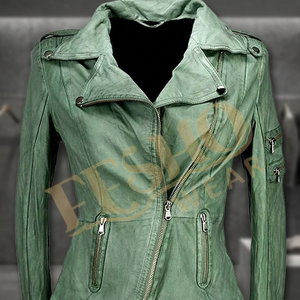 FESHO WEAR TRADING Blouson de moto matelassé en cuir de vache véritable pour femme, respirant, écologique, réversible, automne - Product Image 3