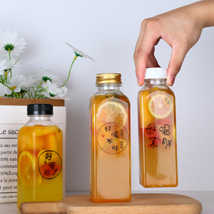 Nhà Sản Xuất Của Nhà Máy 350Ml 12Oz Vuông Chai Nhựa Cho Nước Trái Cây Sữa Đồ Uống Rõ Ràng Pet Chai Nước Giải Khát Với Vít Cap - Product Image 4