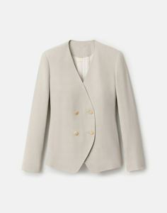 Chaqueta corta de punto sólido con doble botonadura para mujer, trajes y blazers - Product Image 6