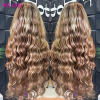 Perruques en cheveux humains bouclés Lace Front de 30 pouces, densité 250, couleur marron miel avec mèches, Perruque Lace Frontale 13x6 13x4 ondulée couleur Ombré
