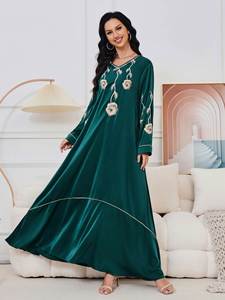 Abaya, Caftan, Galabeya, Jilbab brodé pour femmes égyptiennes, Vêtements arabes musulmans, Robe Jelbab, Robes <span class=keywords><strong>Khaleeji</strong></span> Jalabiya pour l'islamisme - Product Image 5