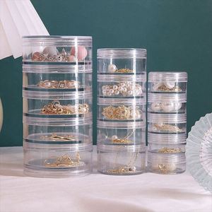 Hot Selling Small <b>Round</b> Clear Plastic Stackable Storage <b>Boxes</b> Desktop Acrylic Jewelry Organizer Custom Logo - Product Image 2