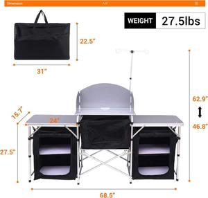 Mesa de Cocina Portátil Moderna de Aluminio para Camping, Plegable, con Soporte Ligero Mejorado y Parabrisas, Estación de Cocina 3, Fabricante OEM - Product Image 3