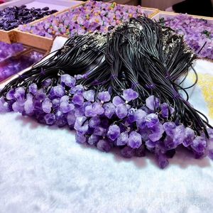Amethyst <b>Raw</b> Stone Pendant Natural <b>Crystal</b> Necklace Unisex Gift Jewelry - Product Image 2