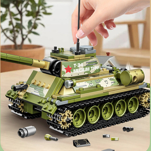 <span class=keywords><strong>Guerre</strong></span> mondiale militaire série T-34 réservoir modèle 1/34 unisexe armée réservoir jouet Kit de construction blocs en plastique briques bricolage jouet éducatif - Product Image 3