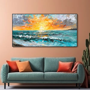 En gros Personnalisé Grand Abstrait 3D Paysage Marin Peinture À L'huile Peint À La Main Toile Mur Art Couteau Photo Maison Mur Décoratif - Product Image 2