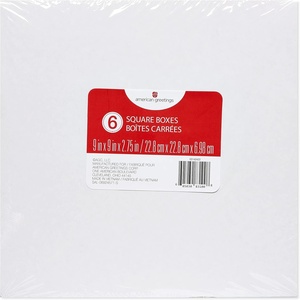 Boîtes cadeaux carrées <span class=keywords><strong>en</strong></span> carton blanc American Greetings avec couvercles, fabriquées <span class=keywords><strong>en</strong></span> Chine, pour anniversaires, fêtes et toutes occasions (6 boîtes 9'' x 9'') - Product Image 3