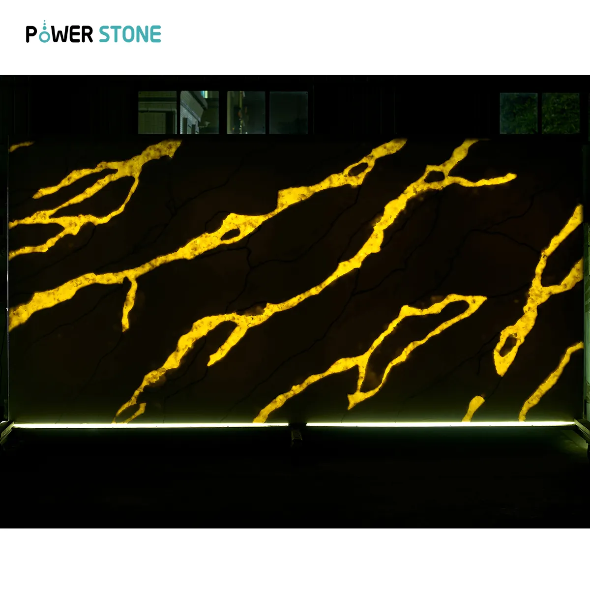 POWER STONE personalizado translúcido Calacatta serie Artificial Onyx piedra losas hoja de alabastro de imitación para paredes de Tv