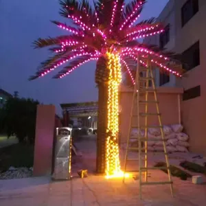 Personalize palmeiras iluminadas para decoração de restaurantes, árvore grande LED artificial para áreas externas e internas