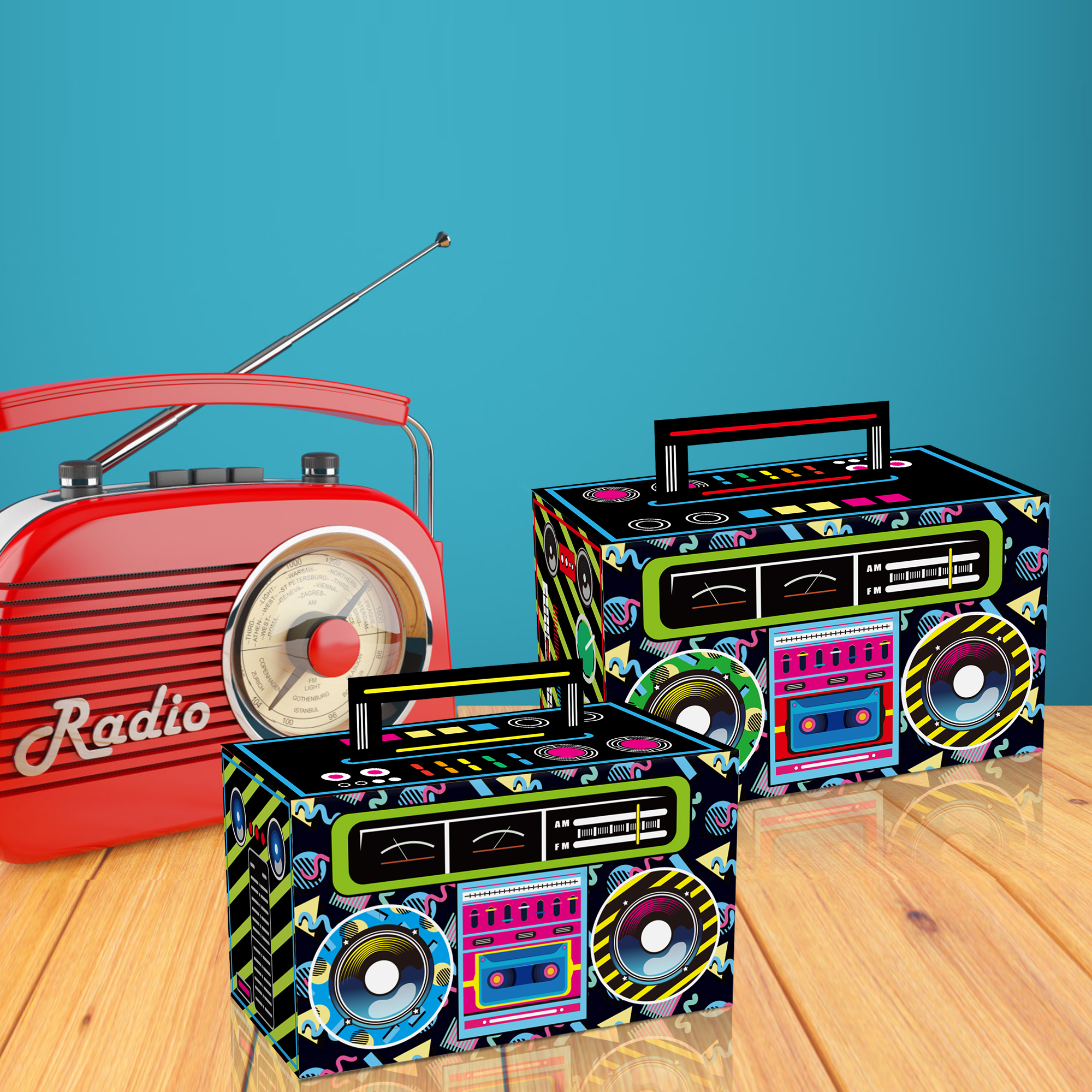 Huancai 80s Novelty Boom Favor Box - Retro Radio Cassette