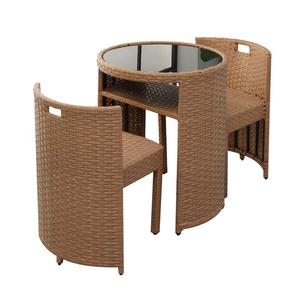 Ngoài trời bàn kính ghế đặt mây <span class=keywords><strong>wicker</strong></span> ăn uống đồ nội thất thiết lập cho ban công sân thượng - Product Image 5