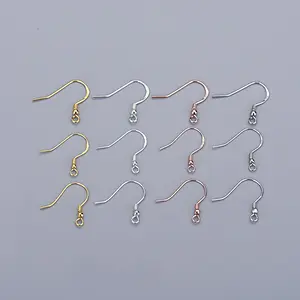 Wholesale Basic Earring Hooks Add Round Beads Jewelry Accessories Handmade Gold Plated 925 Sterling Silver Drop Earrings