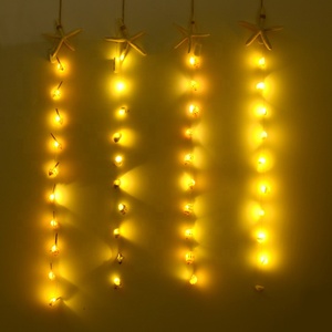 Cadena de luces LED de <span class=keywords><strong>concha</strong></span> de estrella de mar Natural con batería, luces blancas cálidas para fiestas, dormitorio, decoraciones de boda - Product Image 1