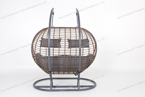 Leisure Outdoor Garden Furniture Steel Rattan Double Seater Cushion <b>Hanging</b> <b>Chair</b> Indoor Outdoor Use - Product Image 4