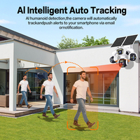 Cámara de Seguridad CCTV PTZ Solar 4G de 20MP y 5 Lentes, Visión Nocturna a Todo Color, Seguimiento Automático, Alarma de Sonido y Luz, Cámara IP Inalámbrica para Exteriores