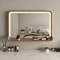 Miroir d'habillage intelligent en bois massif vintage miroir de toilette mural miroir de salle de bain miroir de maquillage avec lumière LED