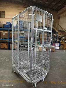 Industrial Transport Folded <b>Trolley</b> Hand <b>Trolley</b> Roll Cage Factory Heavy Duty <b>Trolley</b> Wire Roll Cage Warehouse Roll Cages - Product Image 3