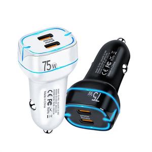 Cargador de Coche USB-C de 2 Puertos y 75W a Precio Económico, Carga Rápida, Accesorios Universales Pequeños para Teléfono Móvil - Product Image 3