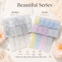 Nouveaux autocollants de transfert 2D pour nail art, motifs floraux en dentelle rouge vin, noir et blanc, peints à la main, pour la beauté des ongles et le vernis gel DIY