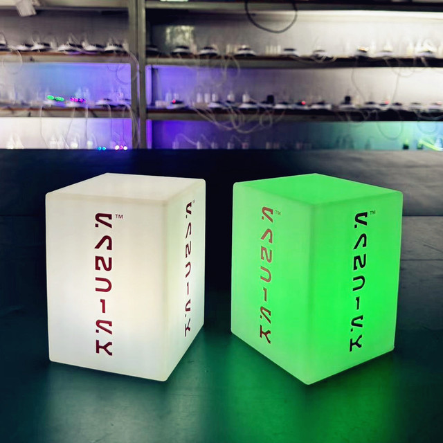 Custom Table Lamp Light up Customizable Cube Display Block LED Sign Branded Logo Corporate Centerpiece for Business Event Decor