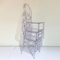 Chaise Chiavari Phoenix Napoléon transparente en résine acrylique pour événements, location en gros pour adultes, idéale pour les mariages