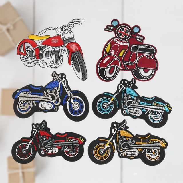 Custom Cool Pattern Embroidered Patches 3D Punk Style Iron on Felt Motorcycle Badges Popular Cartoon Design for Motorcycles