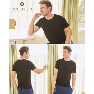 Lot de 3 T-shirts personnalisés pour hommes en viscose de bambou, à manches courtes, unis, doux et confortables pour la détente - Product Image 3