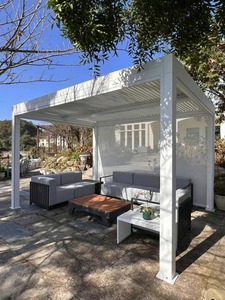 Gazebo de jardin de haute qualité en alliage d'aluminium toit rigide pavillon de jardin avec abri de toit en métal enduit de poudre traité dans la nature - Product Image 3