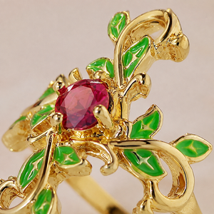 Anello a forma di fiore di foglia d'uva, accessori per l'uso quotidiano dal design vintage e alla moda - Product Image 5