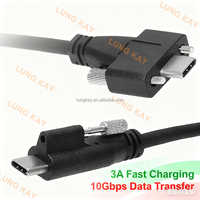 Cable USB-C de Longitud Personalizada LUNG KAY, Cable Tipo-C Blindado de 10 Gbps con Bloqueo de Rosca, Carga Rápida de 5 A, Industrial, CE, RoHS