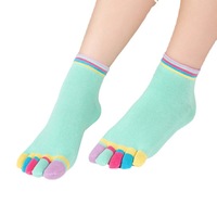 Chaussettes d'hiver pour femmes, cinq doigts, en pur coton, colorées, respirantes, absorbant la transpiration, avec boîte, vente en gros