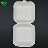 Boîte à lunch à emporter compostable personnalisée de 6.5 pouces biodégradable canne à sucre bagasse hamburger