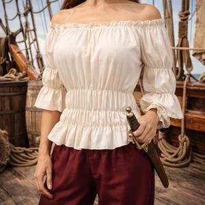 Blouse de costume de <span class=keywords><strong>pirate</strong></span> Renaissance pour femme, haut corset médiéval pour LARP et cosplay, accessoires de costume pour fête d'Halloween, costumes de films et de séries TV - Product Image 5