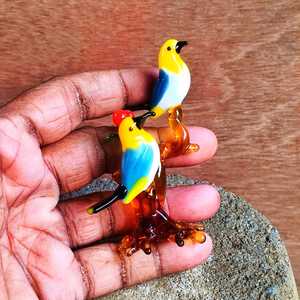 Ensemble de figurines d'oiseaux en verre soufflé à la main, thème animal coloré, ornement décoratif, artisanat d'art fait main - Product Image 5