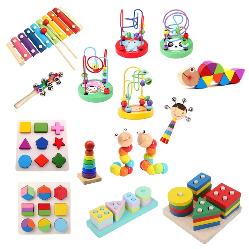 Baby Toys 0 12 Months Wooden Puzzle Maze Beads Early Educational Toys for Children Family Game Rattle Building Block