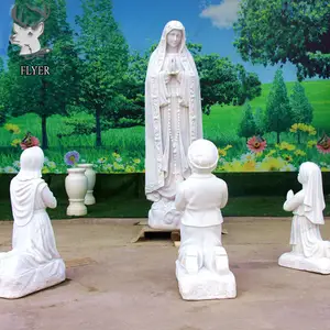 चर्च सजावट हाथ से नक्काशीदार प्राकृतिक पत्थर कैथोलिक जीवन आकार वर्जिन मैरी मूर्तिकला धार्मिक संगमरमर की मूर्ति