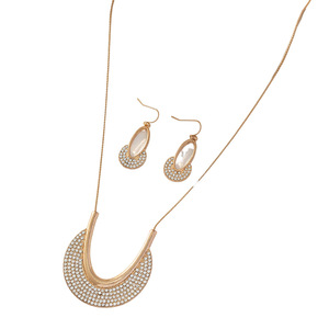 Parure Collier et Boucles d'Oreilles Goutte d'Eau Géométrique en Alliage de Zinc Style Européen et Américain, Bijoux de Soirée Tendance avec Diamants en Alliage - Product Image 5
