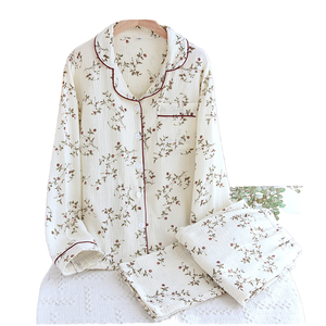 Conjunto de Pijama de Algodón de Punto con Estampado de Manzanilla para Mujer, Manga Larga, Cierre de Botones, Ropa de Dormir con Cintura Elástica, Talla Grande, Verano, Primavera, Secado Rápido - Product Image 4