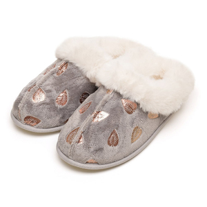 Pantuflas Ligeras de Espuma Viscoelástica para Mujer, con Ribete de Piel Sintética, Estampado de Estrellas Doradas, Pantuflas de Interior Tipo Mule - Product Image 2