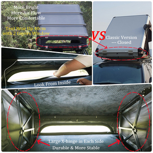X Bisagra 2-3 personas Australia Triángulo Hardshell Aluminio Car <span class=keywords><strong>Roof</strong></span> Top Carpa con portaequipajes para Panel de energía solar montado