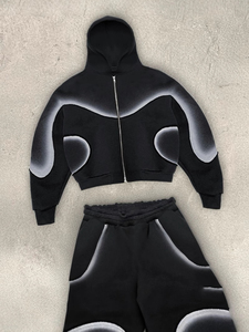 Felpa con Cappuccio Retro Sfumata, Stile Trench, Unisex, Comoda e Larga, con Zip Corta, Stile High Street - Product Image 6