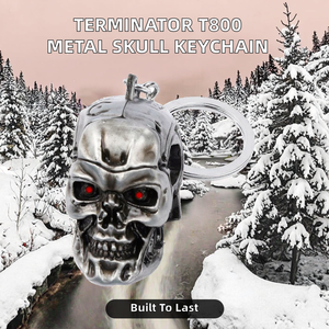 Wowei Porte-clés mousqueton en métal durable Terminator T800, iconographie inspirée des systèmes Skynet et Cyberdyne, étanche, forme 3D - Product Image 3