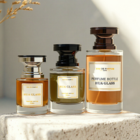 En stock, flacons de parfum en verre transparent à fond épais, personnalisables avec logo haut de gamme, 30/50/100 ml, avec boîte cadeau