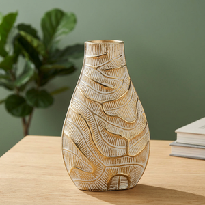 Jarrón de Mesa Bloom Ready con Acabado Dorado Tradicional, Diseño de Pedestal Hecho a Mano, 34 cm de Altura - Product Image 5